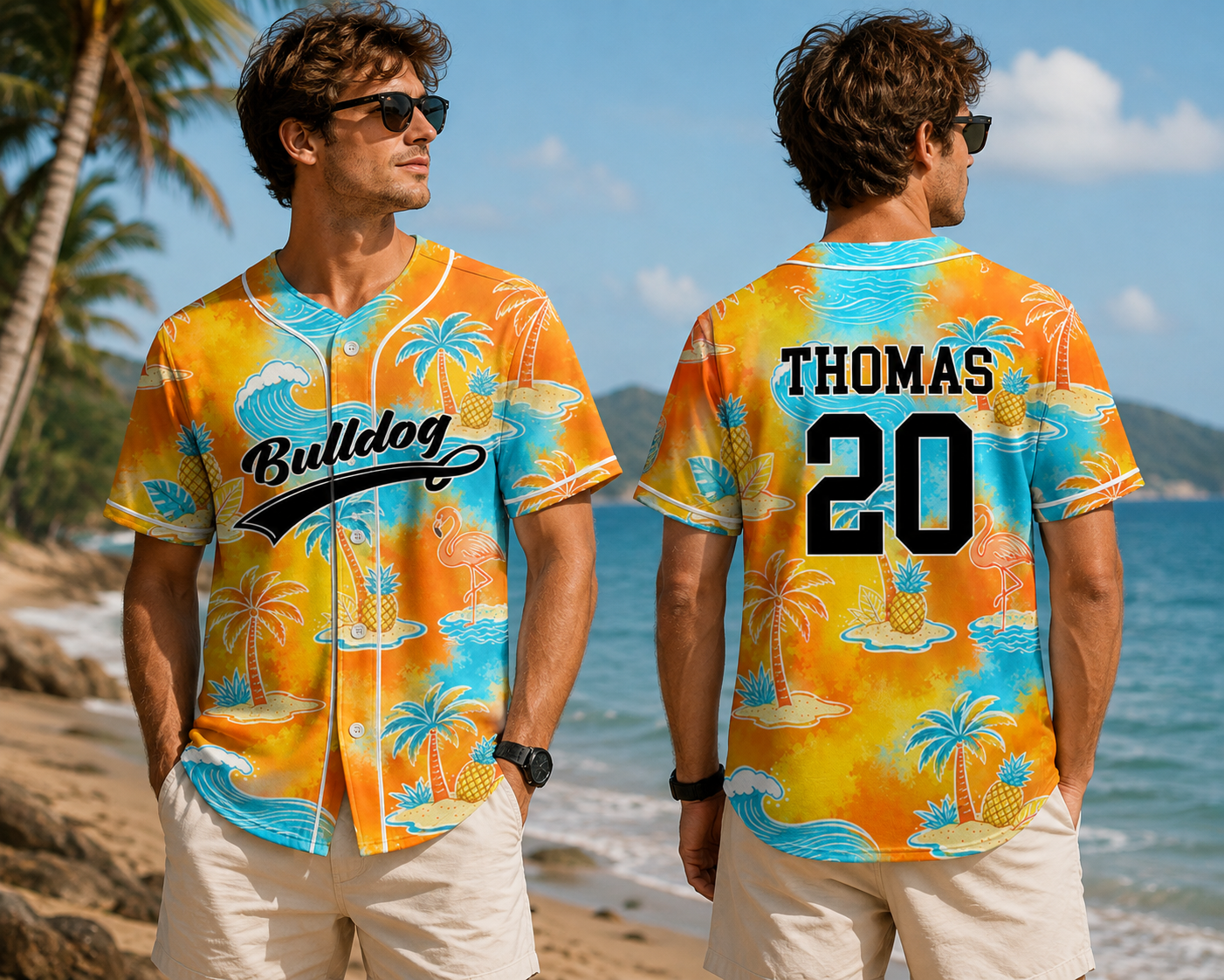 Custom Photo Tropical Floral Hawaiian Baseball Jersey - Personalized Gift For Dad, Husband, Boyfriend