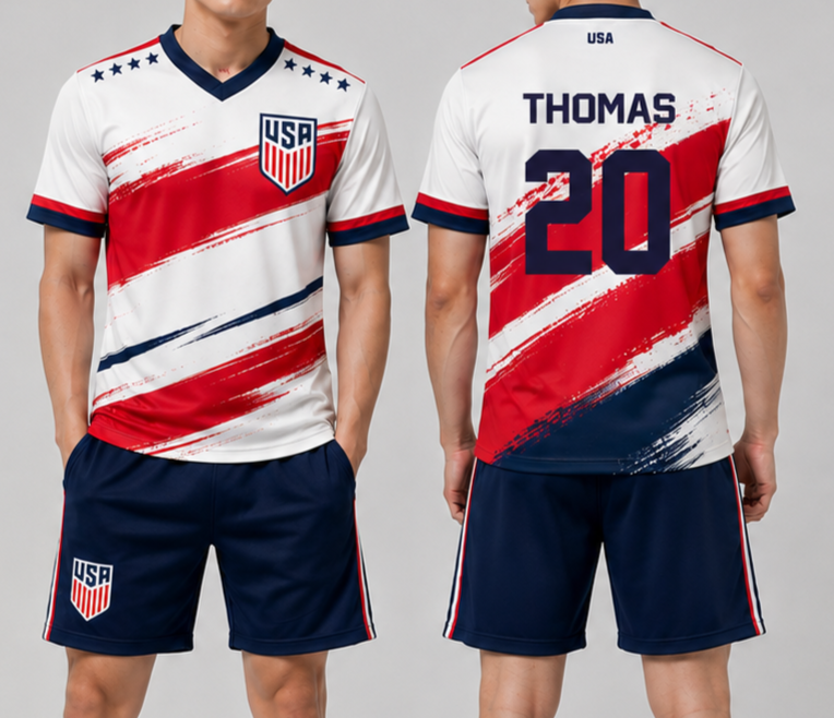 Custom Kids Name And Number 2026 Usa Soccer Jersey Set For Kid, Sport Lovers
