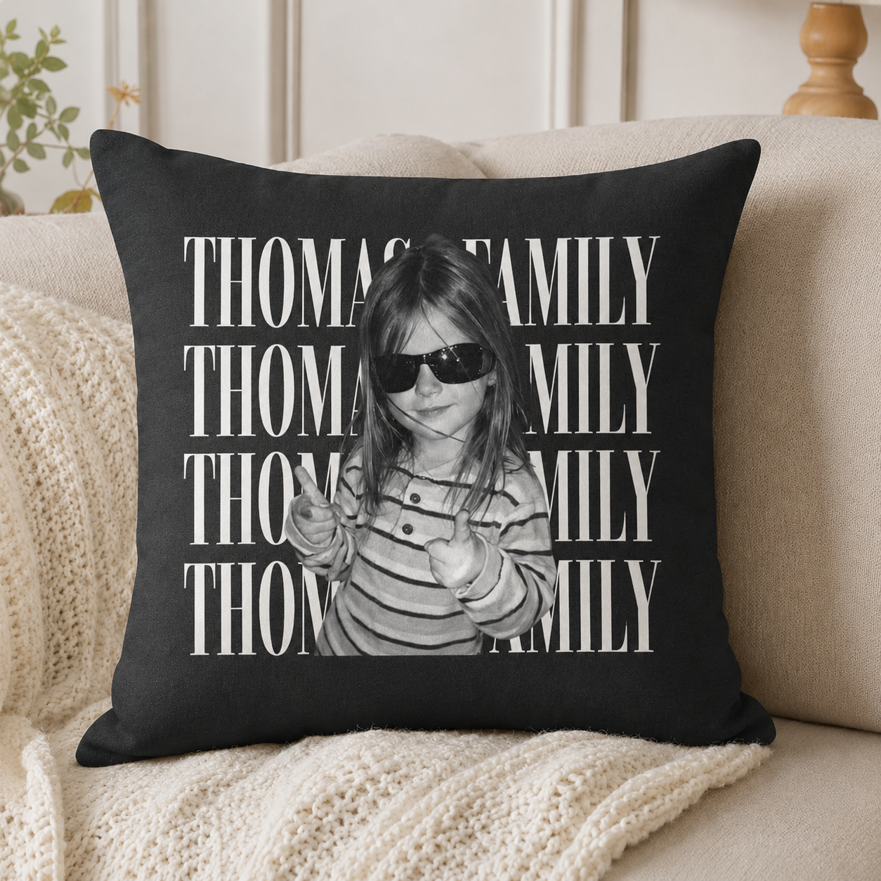 Custom Vintage Photo Pillow - Personalized Gift For Family