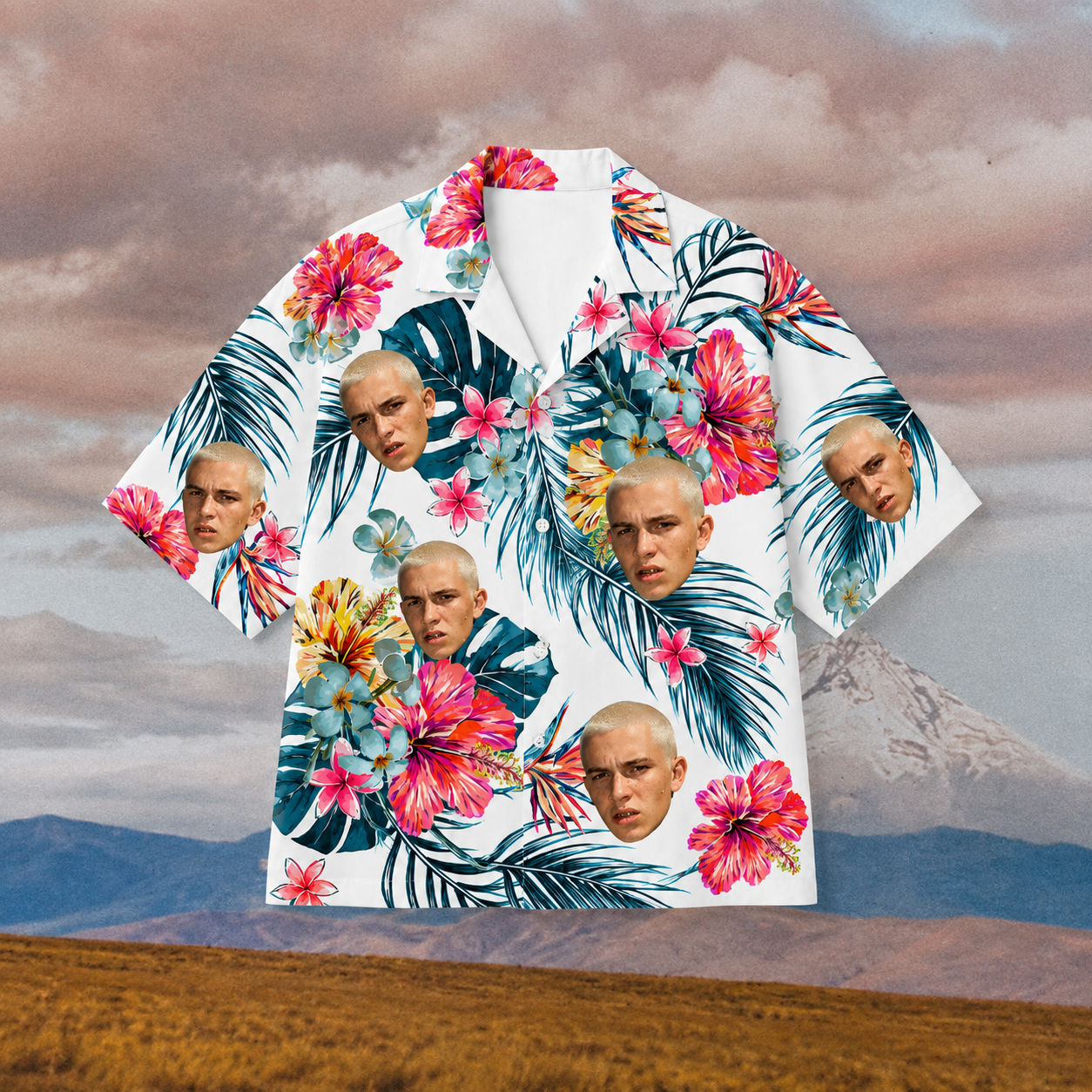 Custom Face Hawaiian Shirt, Personalized Portrait Aloha Shirt, Tropical Floral Photo Button Up, Funny Family Friends Gift, Custom Vacation Shirt