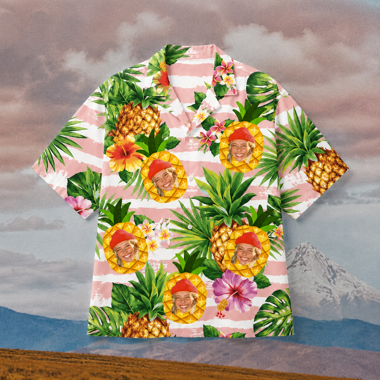 Custom Face Pineapple Hawaiian Shirt, Personalized Photo Aloha Shirt, Tropical Family Friends Shirt, Funny Beach Vacation Gift, Custom Summer Button Up