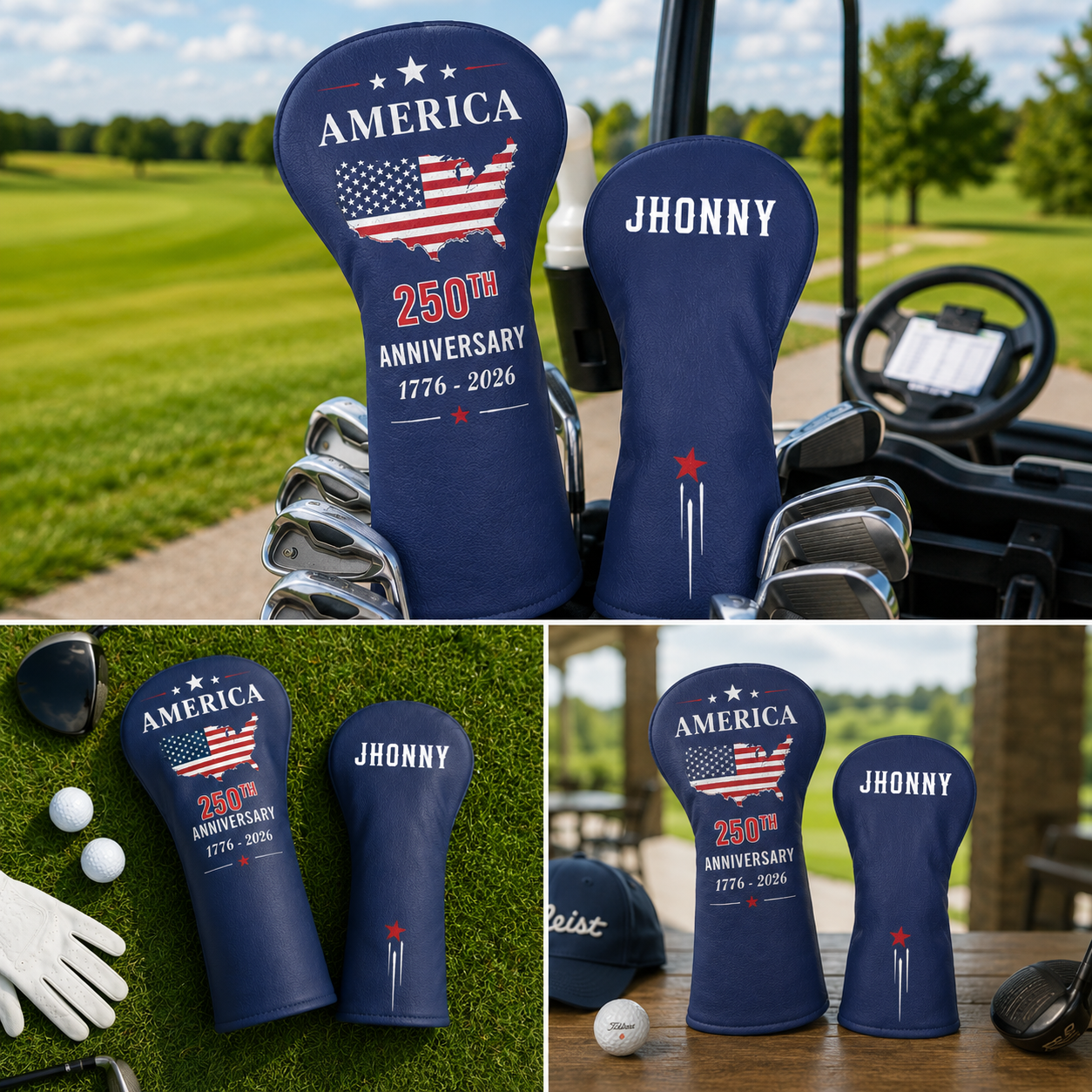 Custom Name America 250th Anniversary 1776–2026 Golf Head Cover