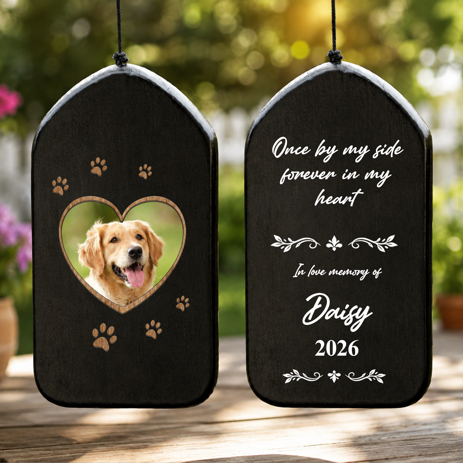 Custom Photo You Left Paw Prints On My Heart Memorial Wind Chimes