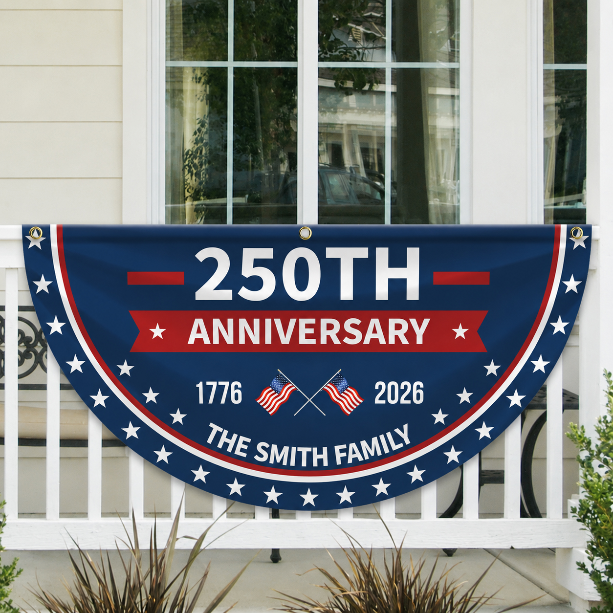 Custom Family Name 250th Anniversary 1776-2026 America Non-Pleated Fan Flag
