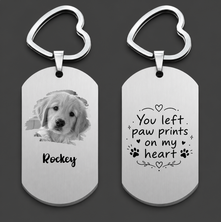 Sympathy Quotes Pet Metal Keychain, Pet Photo Engraved Keychain, Pet Loss Gift