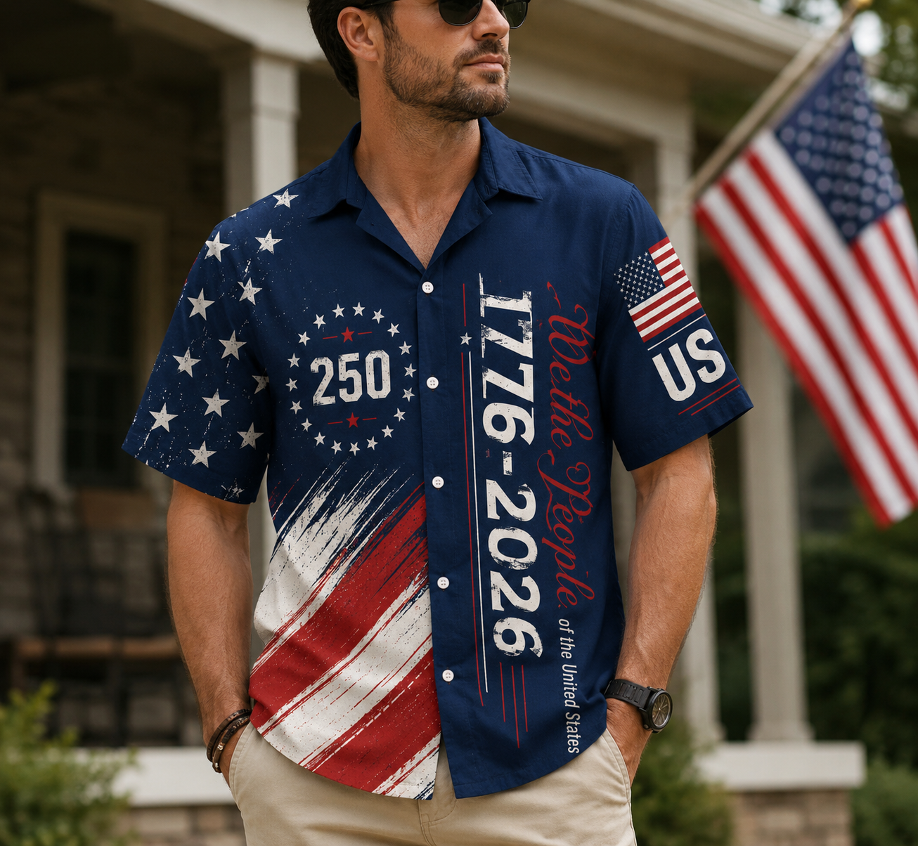 250 Years We The People Hawaiian Shirt 1776-2026, Patriotic Usa Flag Aop Hawaiian Shirt, 4th Of July Gift, Kids / M