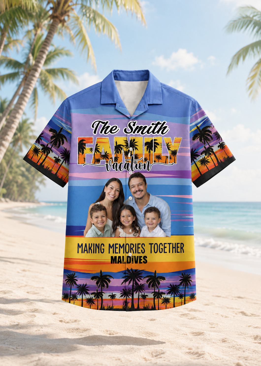 Custom Family Hawaiian Shirt Personalized Photo Vacation Matching Shirt