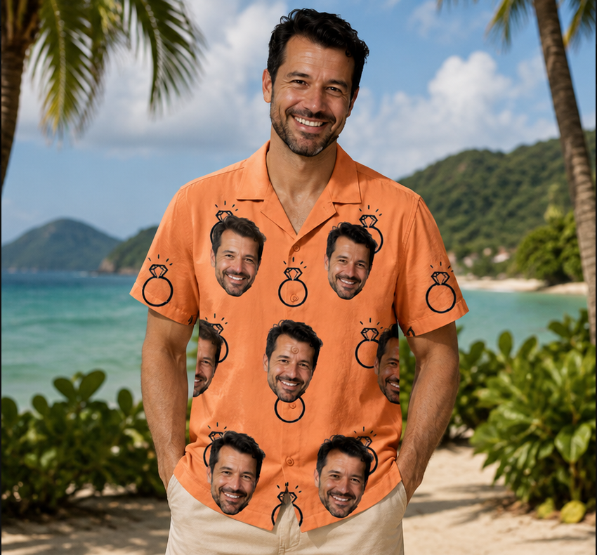 Custom Funny Face Wedding Bachelor Party - Custom Photo Hawaiian Shirt