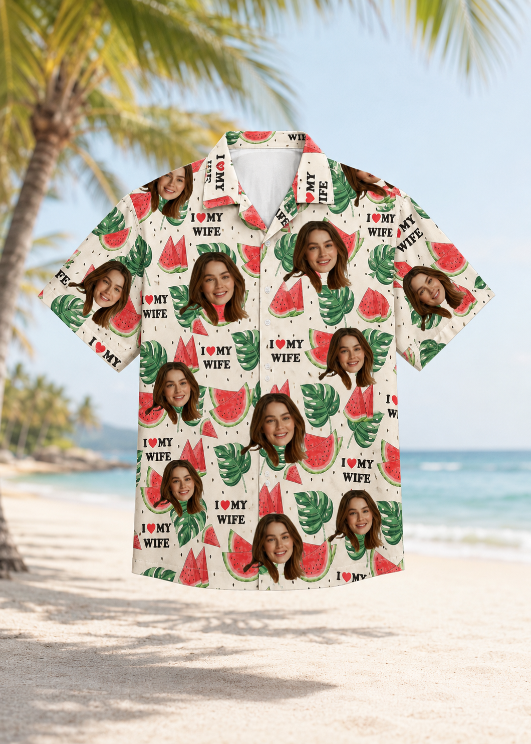 Custom Face Wife Hawaiian Shirt Personalized I Love My Wife Tropical Vacation Shirt