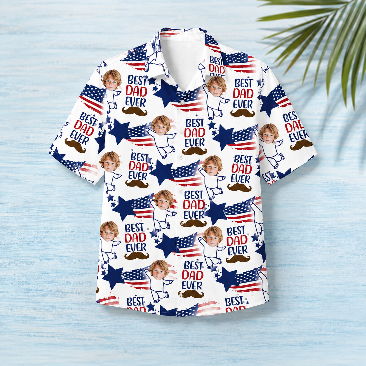 Best Dad Ever Hawaiian Shirt - Upload Face Photo, Personalized Family Vacation Shirt