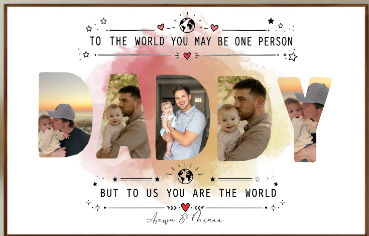 Custom Photo Daddy Photo Collage - Personalized Poster/Canvas Prints - Father'S Day Gift For Dad, Daddy