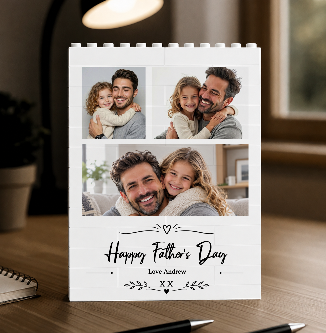 Personalised Photo Father'S Day Building Brick Block Gift For Dad, Father'S Day