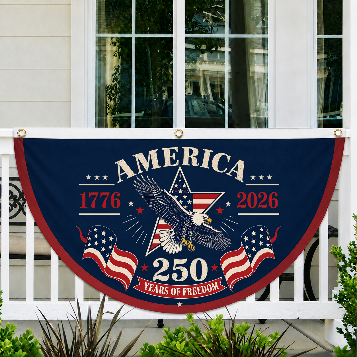 Personalized Usa 250th Anniversary Semicircle Flag, Patriotic Usa 1776–2026 Semiquincentennial Flag