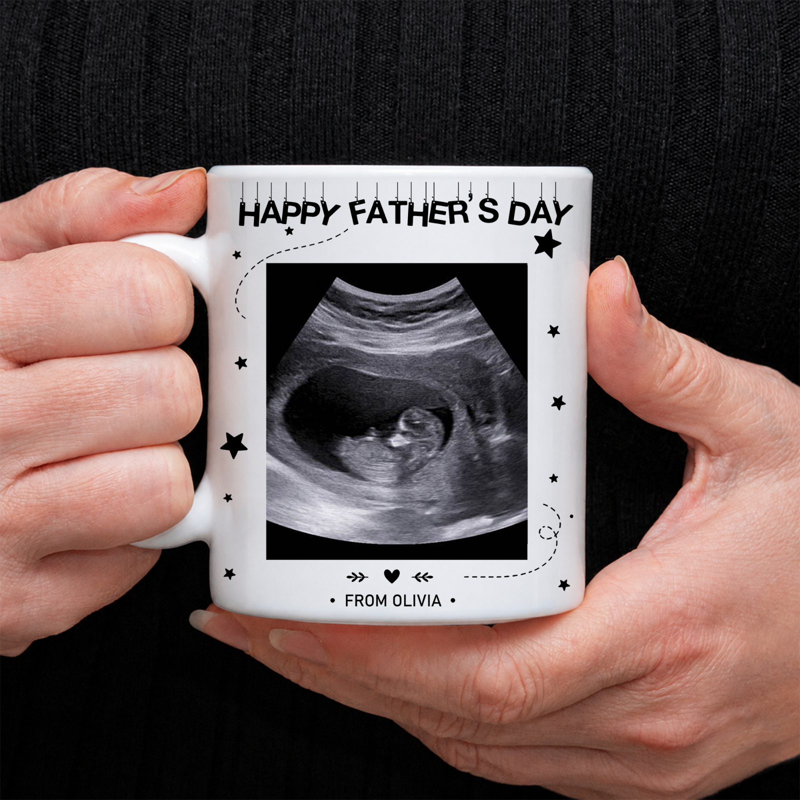 Custom Photo Happy Father'S Day Baby Scan Mug - Gift For Father'S Day