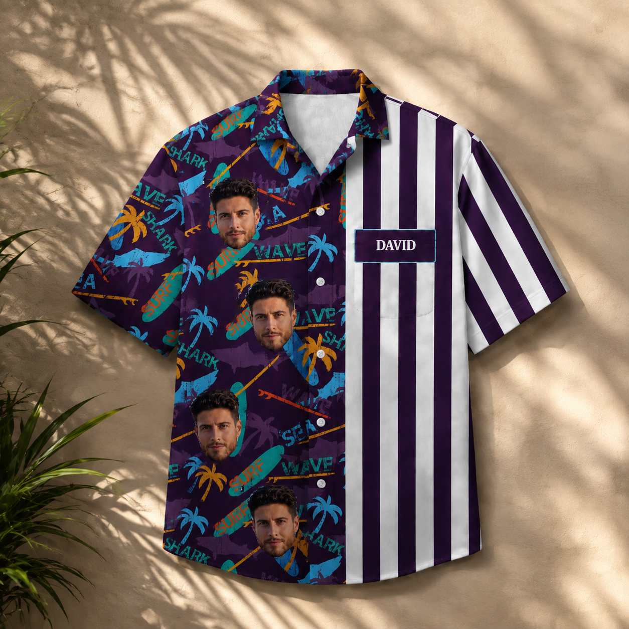 Personalized Tropical Hawaiian Shirt - Custom Face Button-Up Shirt, Island Vacation Apparel
