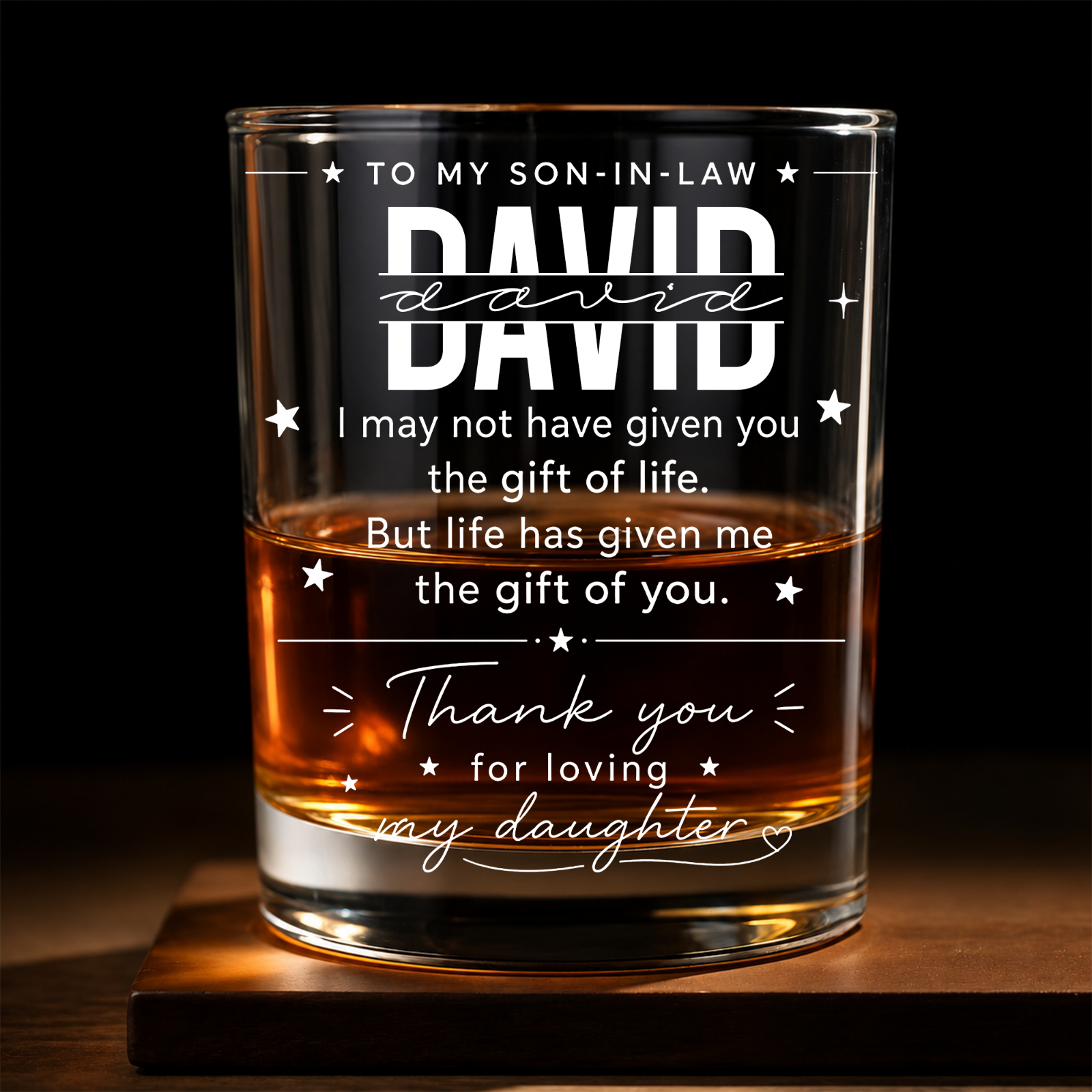 To My Son In Law Whiskey Glass, Personalized Gift For Son In Law