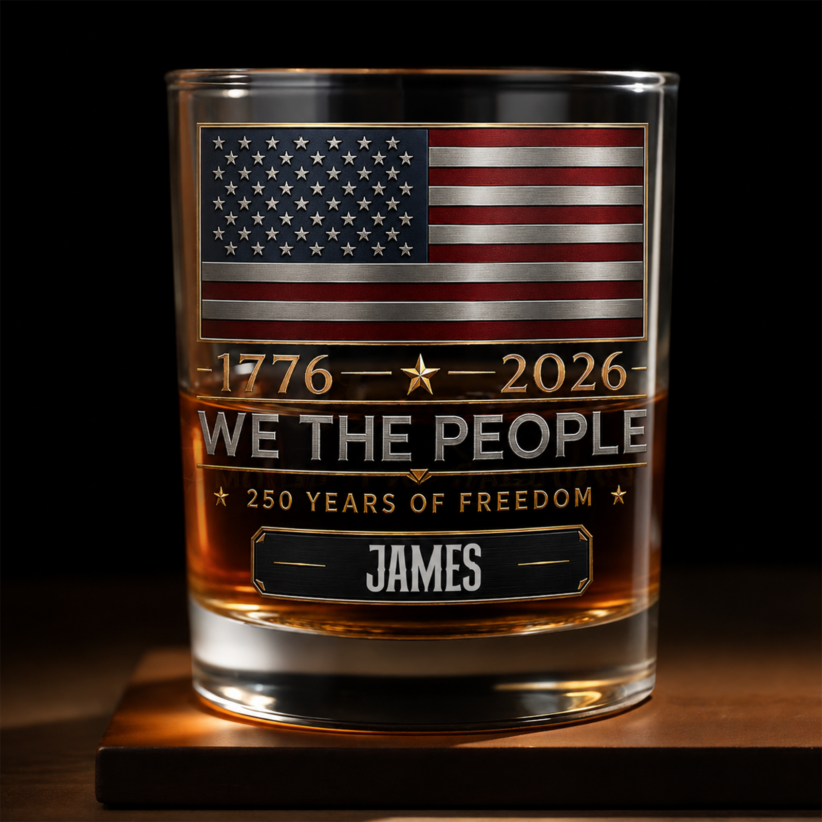 We The People 250 Years Of Freedom, Personalized Whiskey Glass, Gift For Him