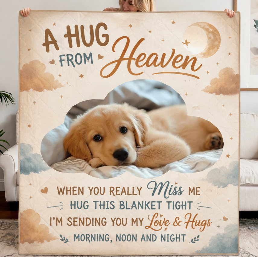 Custom Photo Quilt Blanket - Personalized Pet Memorial Sympathy Gifts For Dogs, Cats - Pawprints That Never Fade