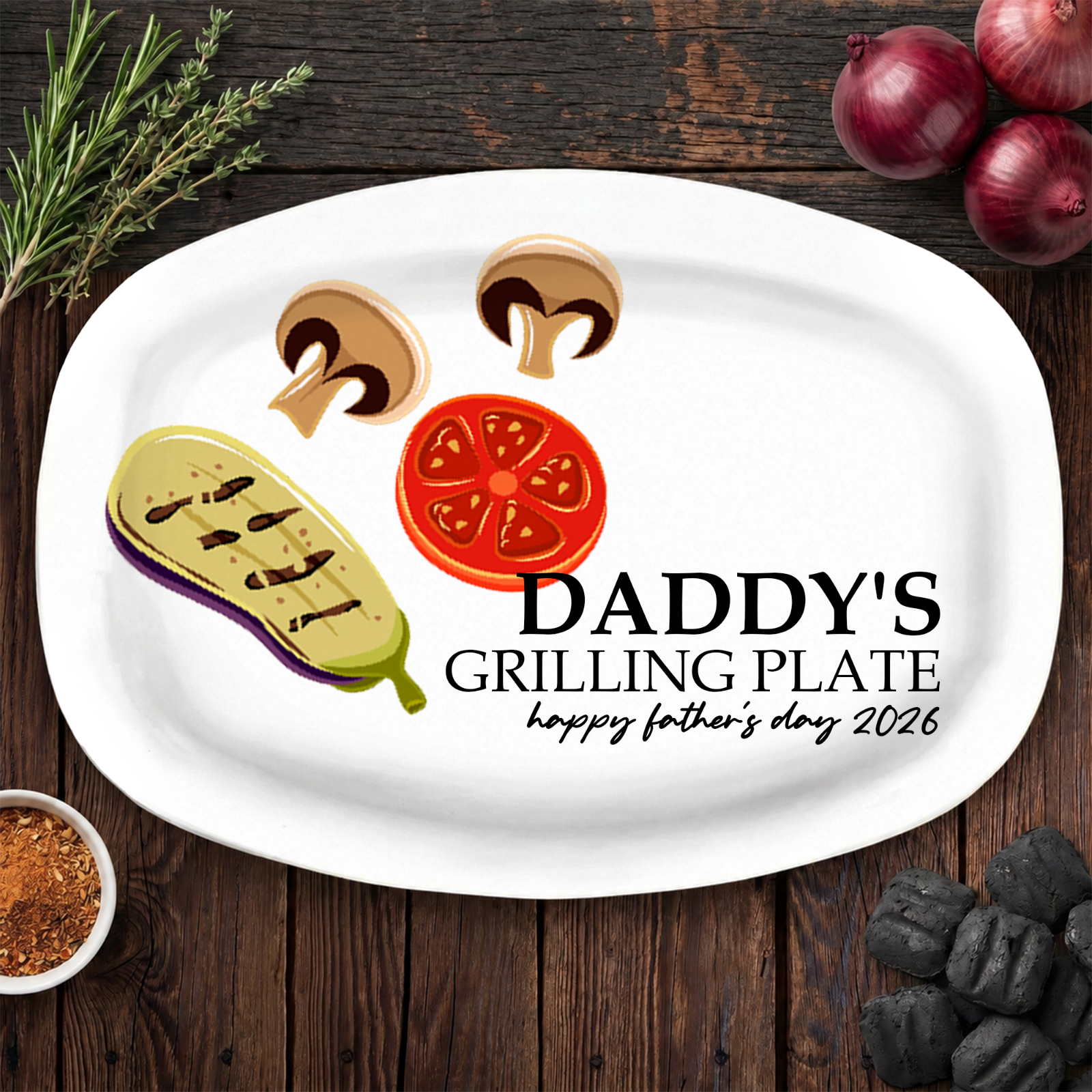 Personalized Platter - "Dad Serves Love Daily" - Gift For Dad, Grandpa Platter