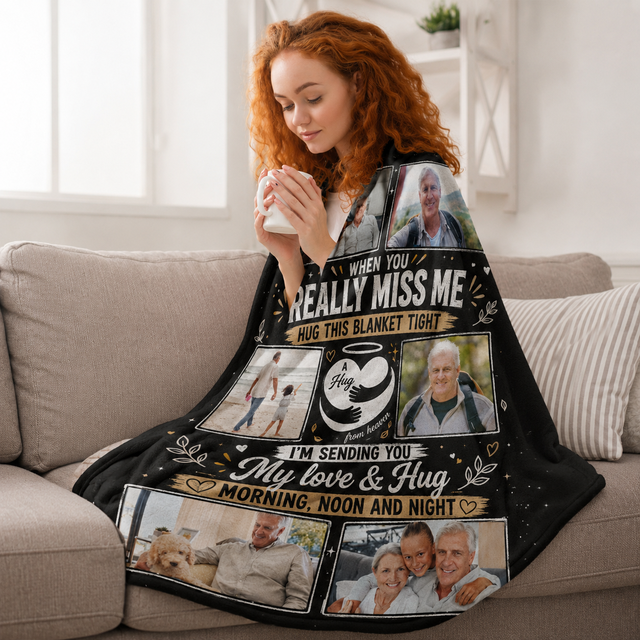 A Hug From Heaven Memorial Gift - Human Memorial Personalized Custom Blanket - Christmas Memorial Sympathy Gifts For Loss Of Mom, Dad