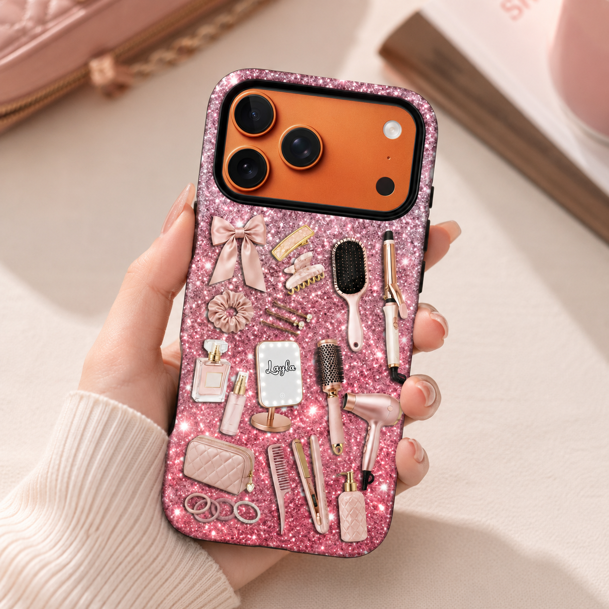Stylish Hair Styling Tools Phone Case, Personalized Clear Case, Gift For Hairstylists And Beauty Enthusiasts