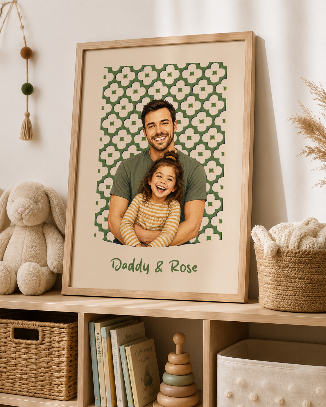 Custom Photo Realistic Watercolor Art Dad Grandpa Portrait Topographic Pattern - Personalized Poster