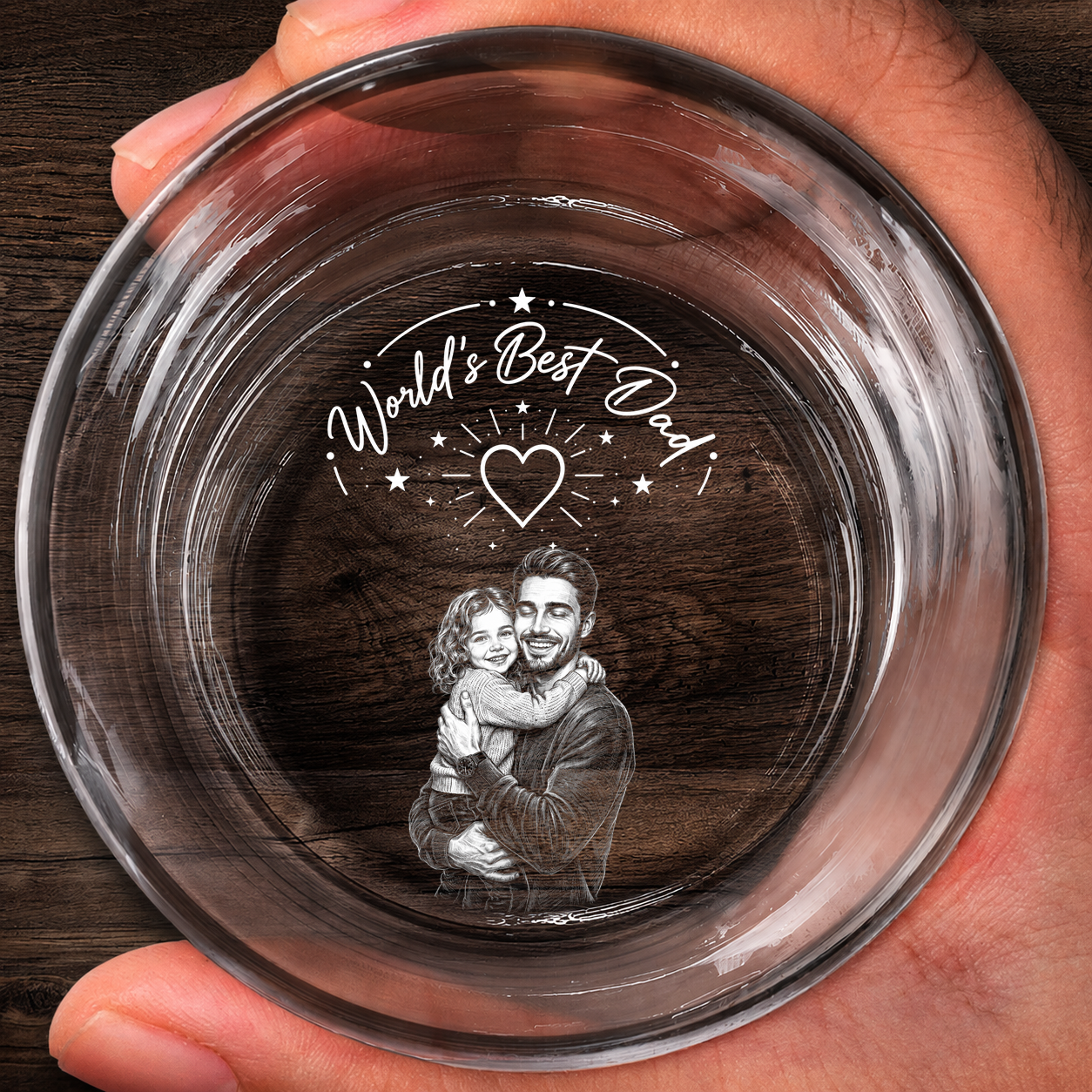 Custom Photo Pencil Sketch Art Our First Father'S Day Together Portrait - Personalized Engraved Whiskey Glass