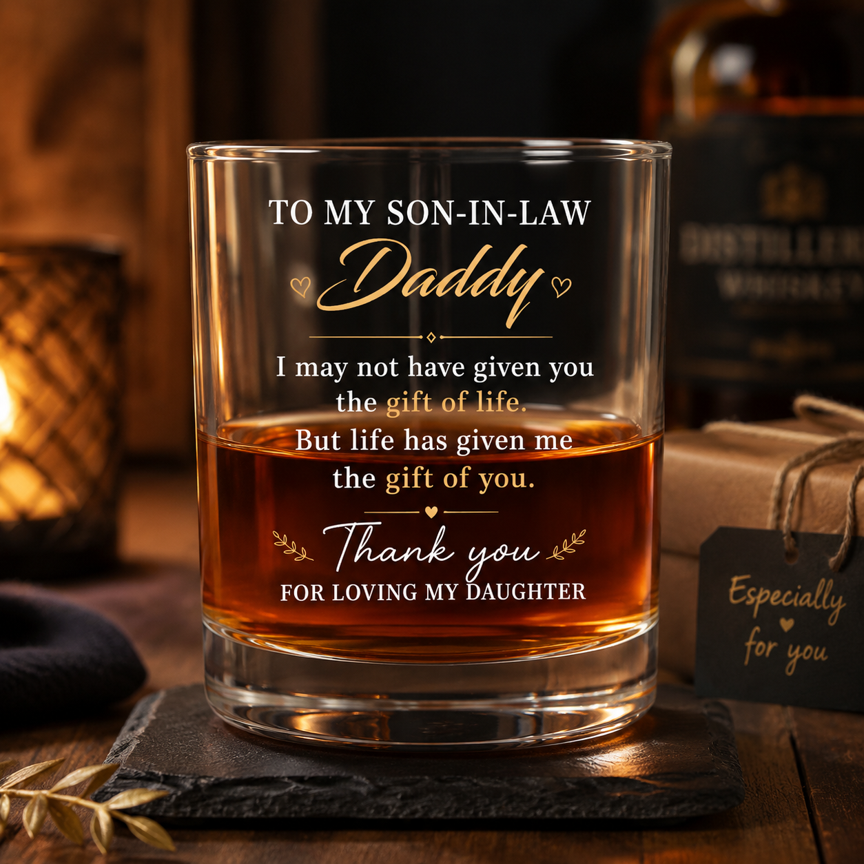 To My Son In Law Whiskey Glass, Personalized Gift For Son In Law