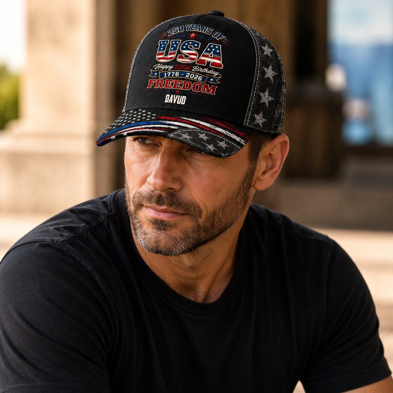Custom Hat, All Over Print Classic Cap - Personalized America 250th Anniversary Gifts For Mom, Dad, Brother, Sister, Kids - Celebrating The Spirit Of America