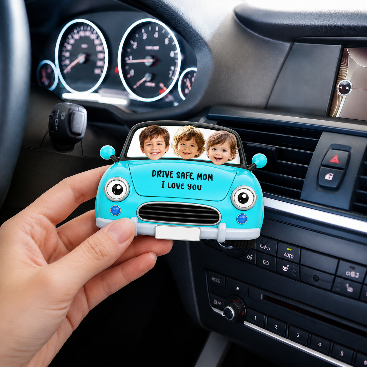 Custom Photo Drive Safe Daddy Funny Kids - Personalized Custom Shaped Car Visor Clip