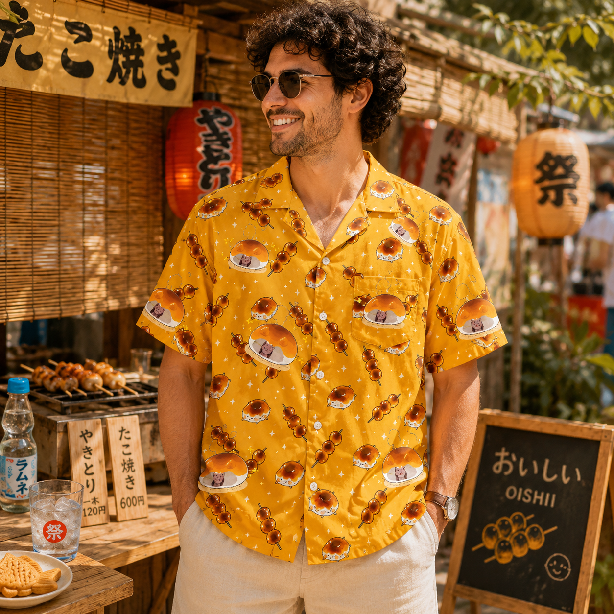 Personalized "Steamed Bun Yellow" Aloha Shirt
