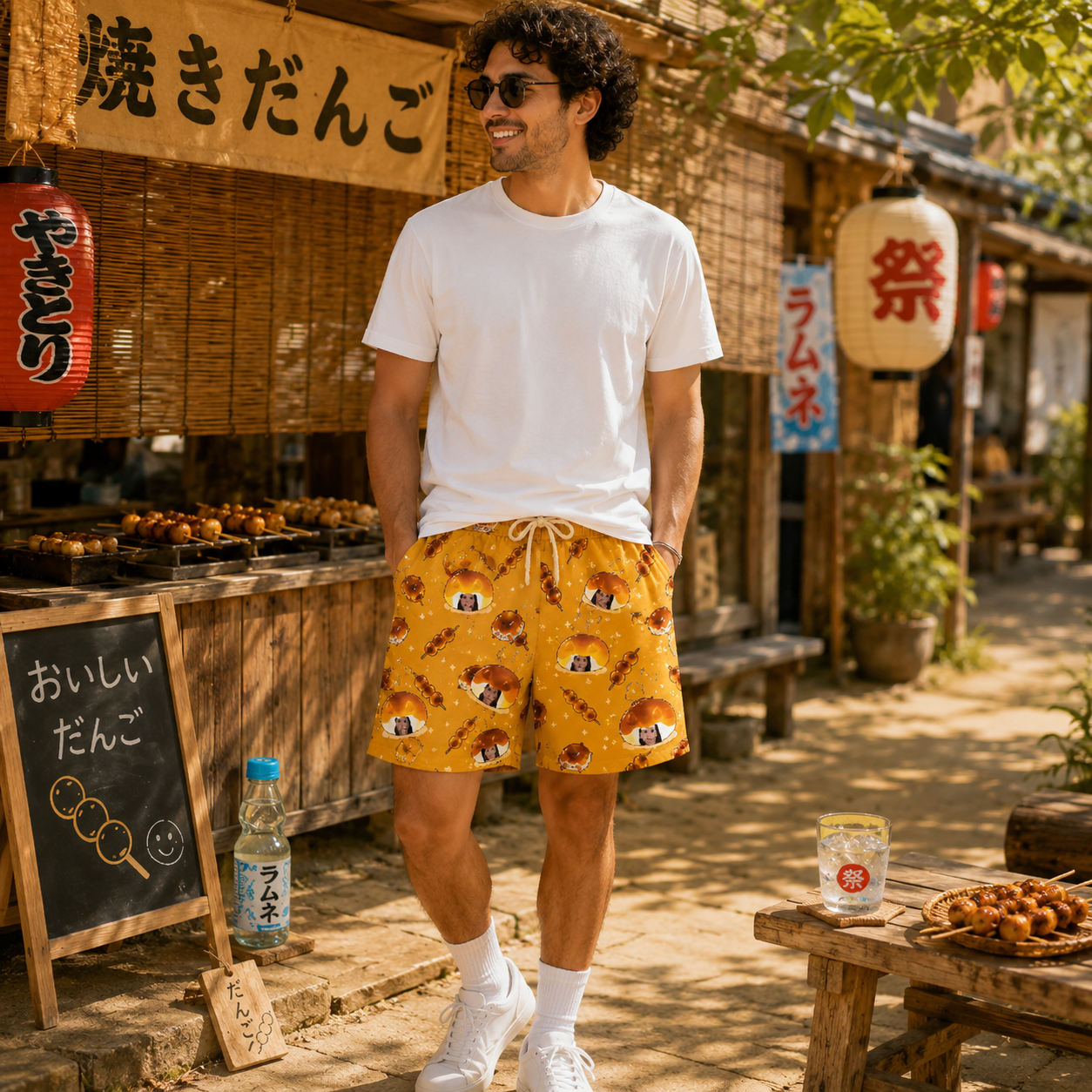 Personalized "Dango Sweet Treats Yellow" Swim Shorts