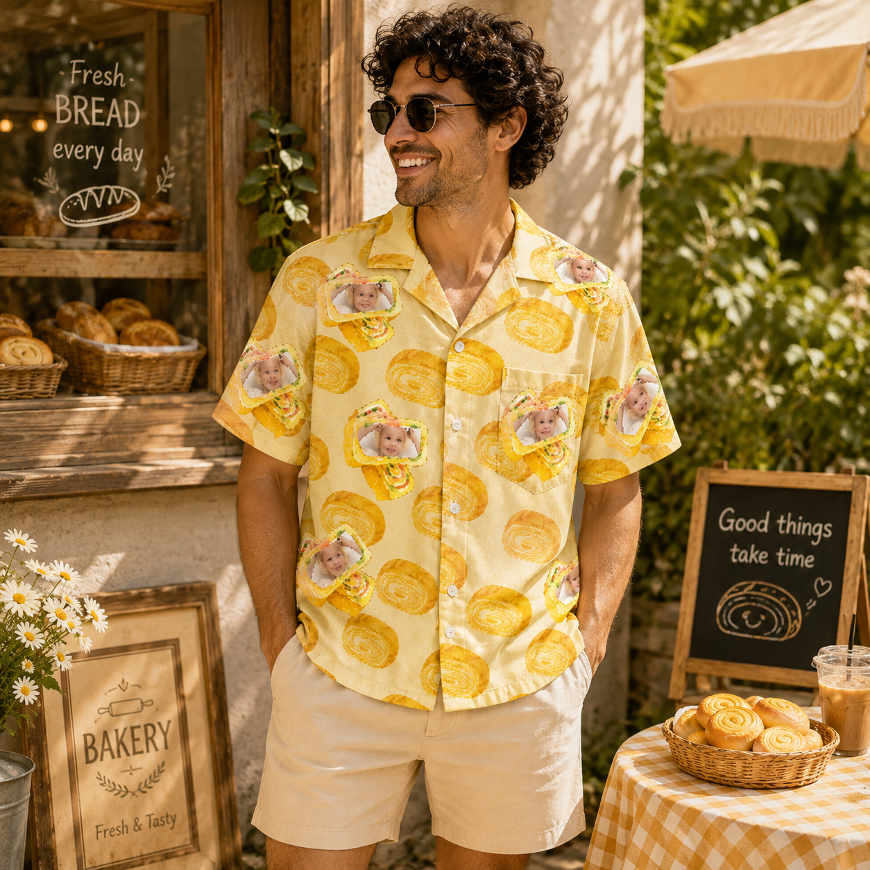 Personalized "Swiss Roll Yellow" Aloha Shirt