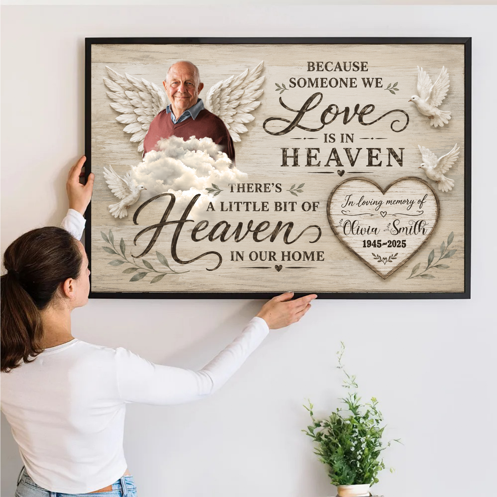 Custom Photo Love Is In Heaven Loss Of Mom - Personalized Canvas Prints - Memorial, Sympathy Gift For Family Members