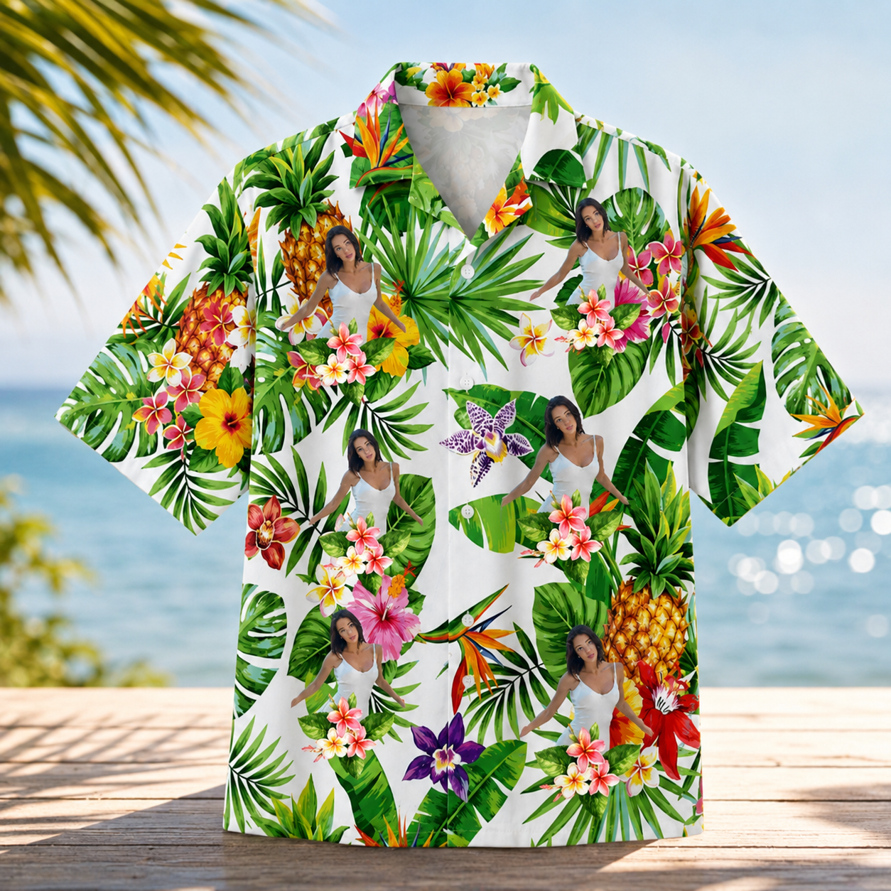 Personalized Hawaiian Shirt With Photo - Custom Portrait Shirt, Tropical Summer Shirt
