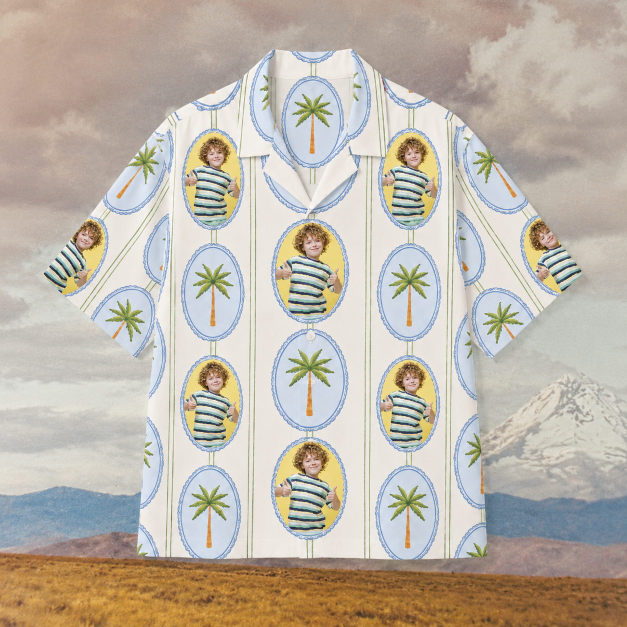 Custom Photo Hawaiian Shirt, Personalized Family Vacation Aloha Shirt, Palm Tree Portrait Shirt, Matching Friends Beach Outfit, Custom Group Travel Gift