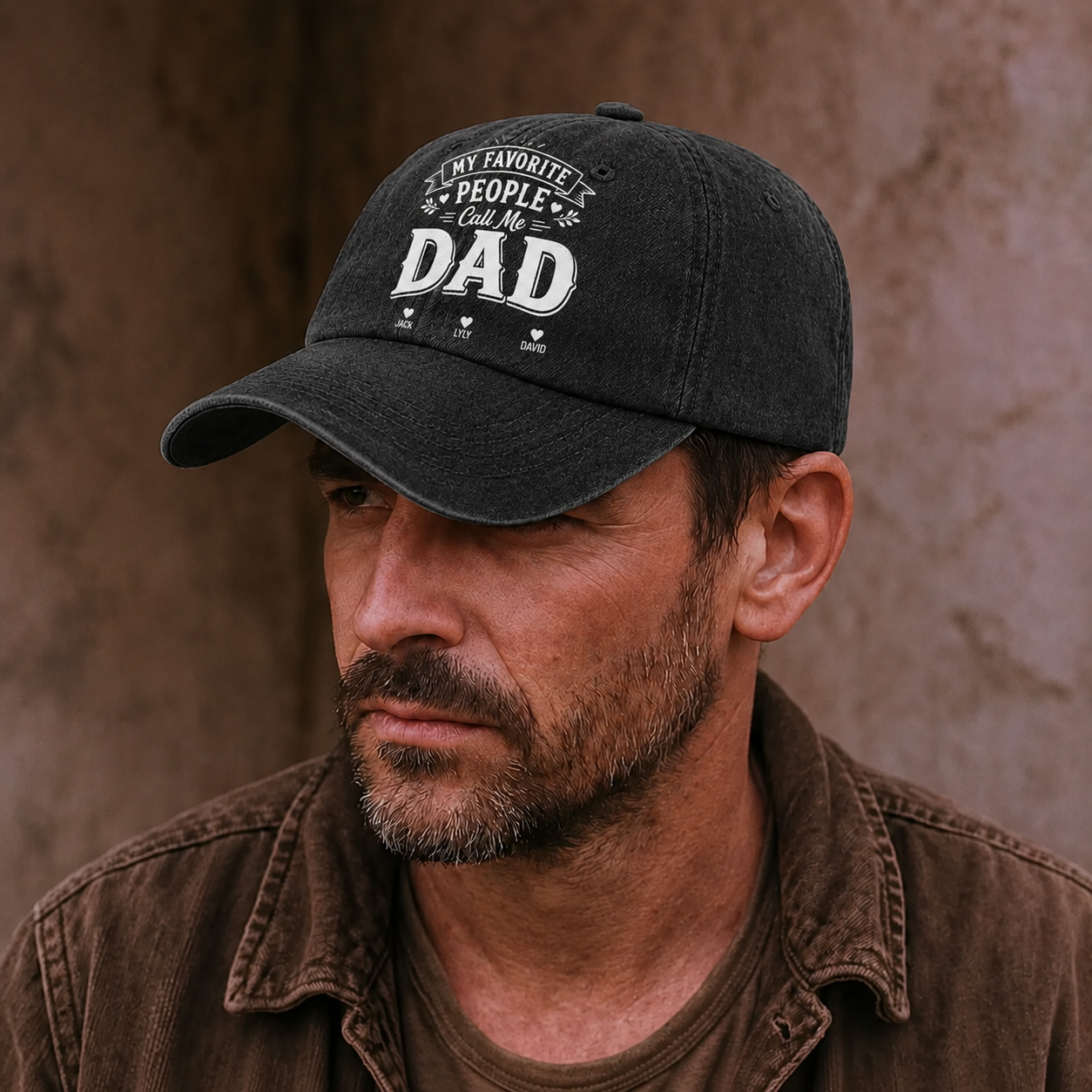 Personalized Washed Denim Cap With Kids’ Names – Custom Dad, Papa, Or Grandpa Hat