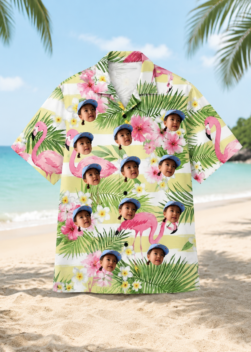 Personalized Custom Face Hawaiian Shirt Flamingo Tropical Beach Vacation Gift