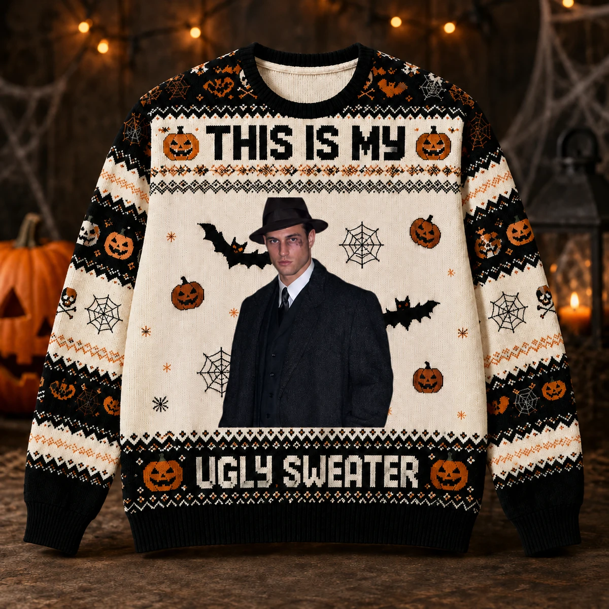 Personalized Halloween Sweater Custom Portrait Ugly Sweater