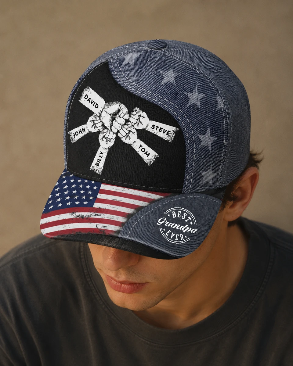 Fist Bump Daddy Grandpa - Personalized Classic Cap - Gift For Dad