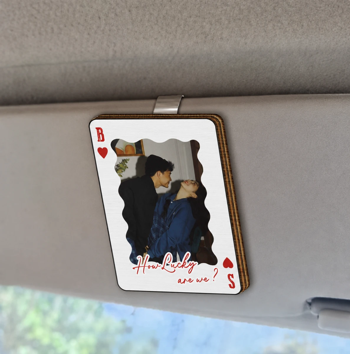 Custom Photo Drive Safe Handsome Playing Card - Personalized Custom Shaped Car Visor Clip