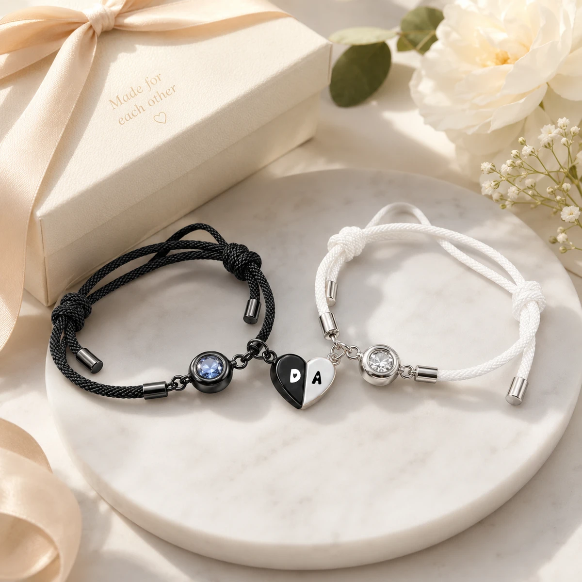 Custom Photo You And Me We Got This Couple - Personalized Photo Projection Bracelet Magnetic Initial