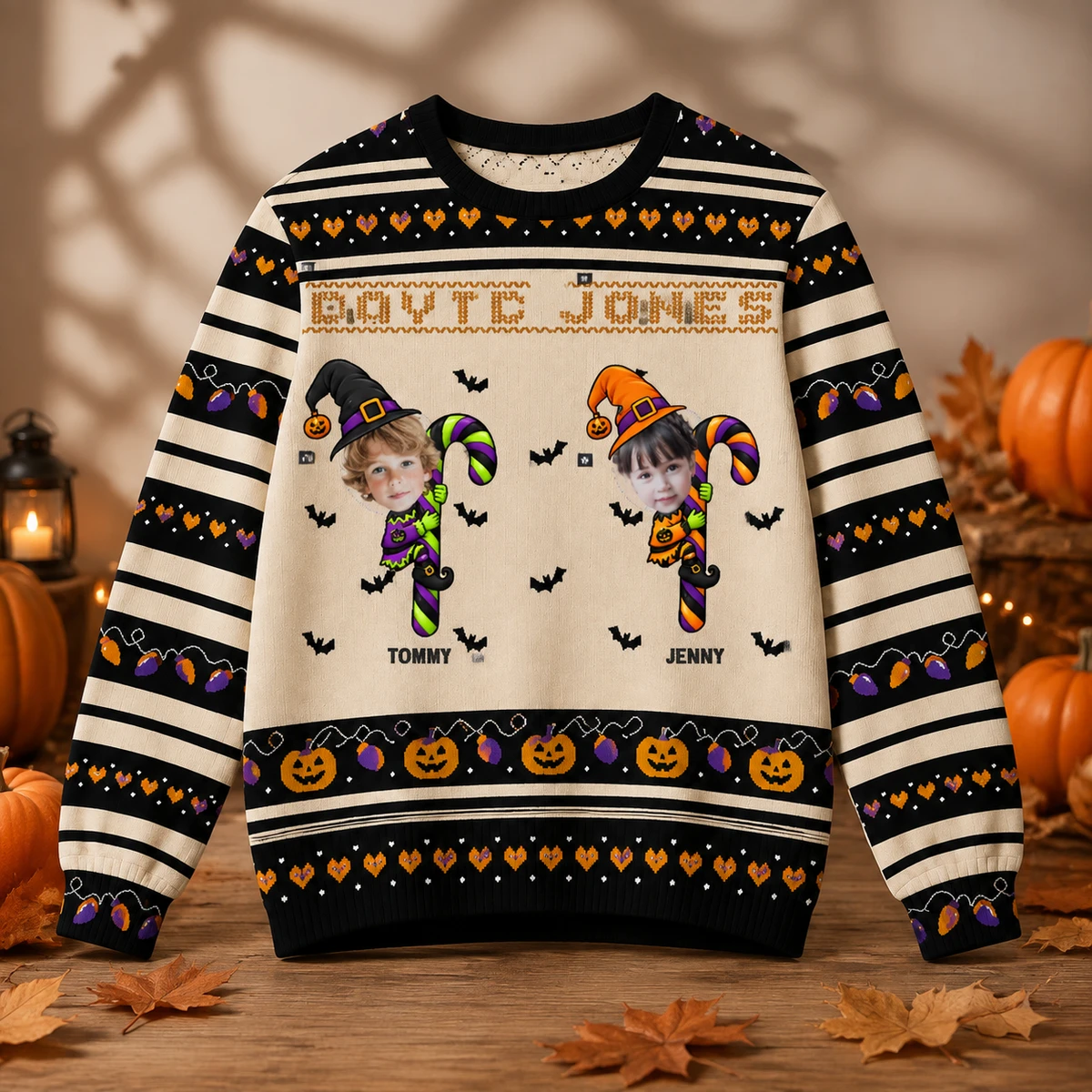 Personalized Halloween Pullover Sweatshirt Custom Kids Photo Character