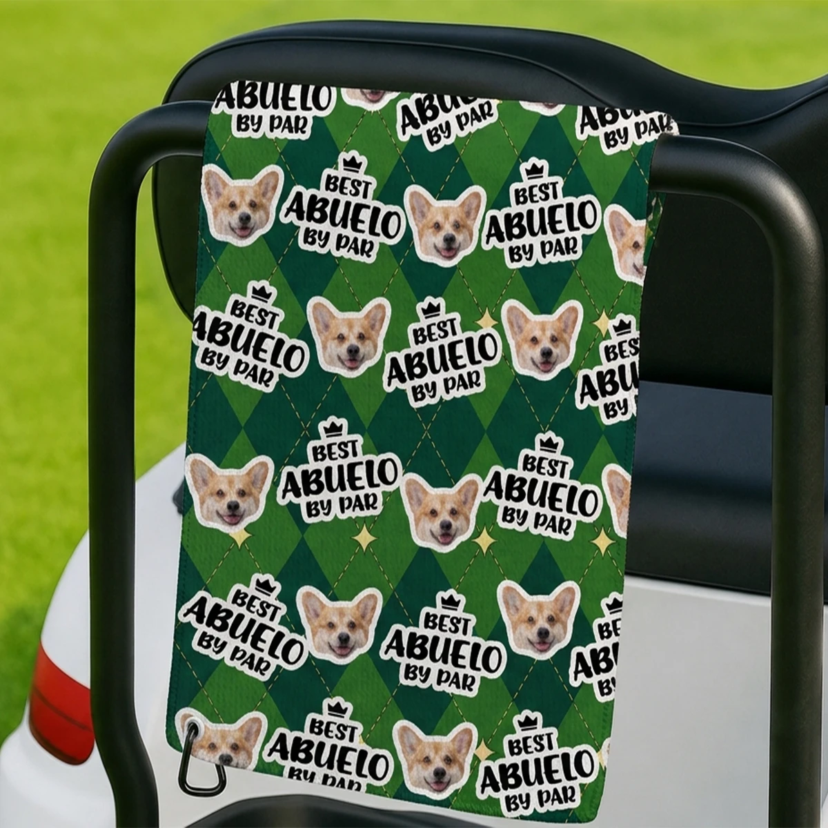 Custom Photo Best Dad By Par Funny Kid Vintage - Personalized Golf Towel