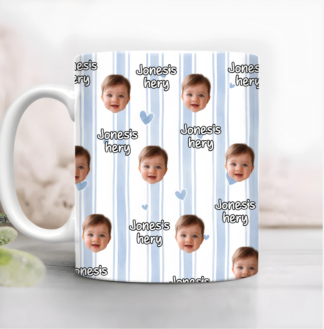 Custom Baby Face Dad, Mom Print Full Mug - Personalized Gift For Parents