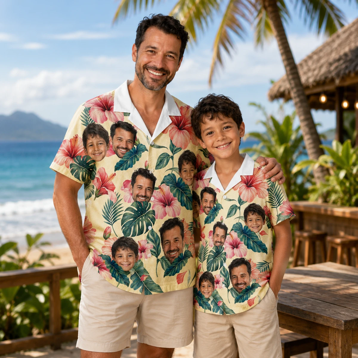 Custom Family Photo Hawaiian Shirt – Personalized Family Picture Aloha Shirt