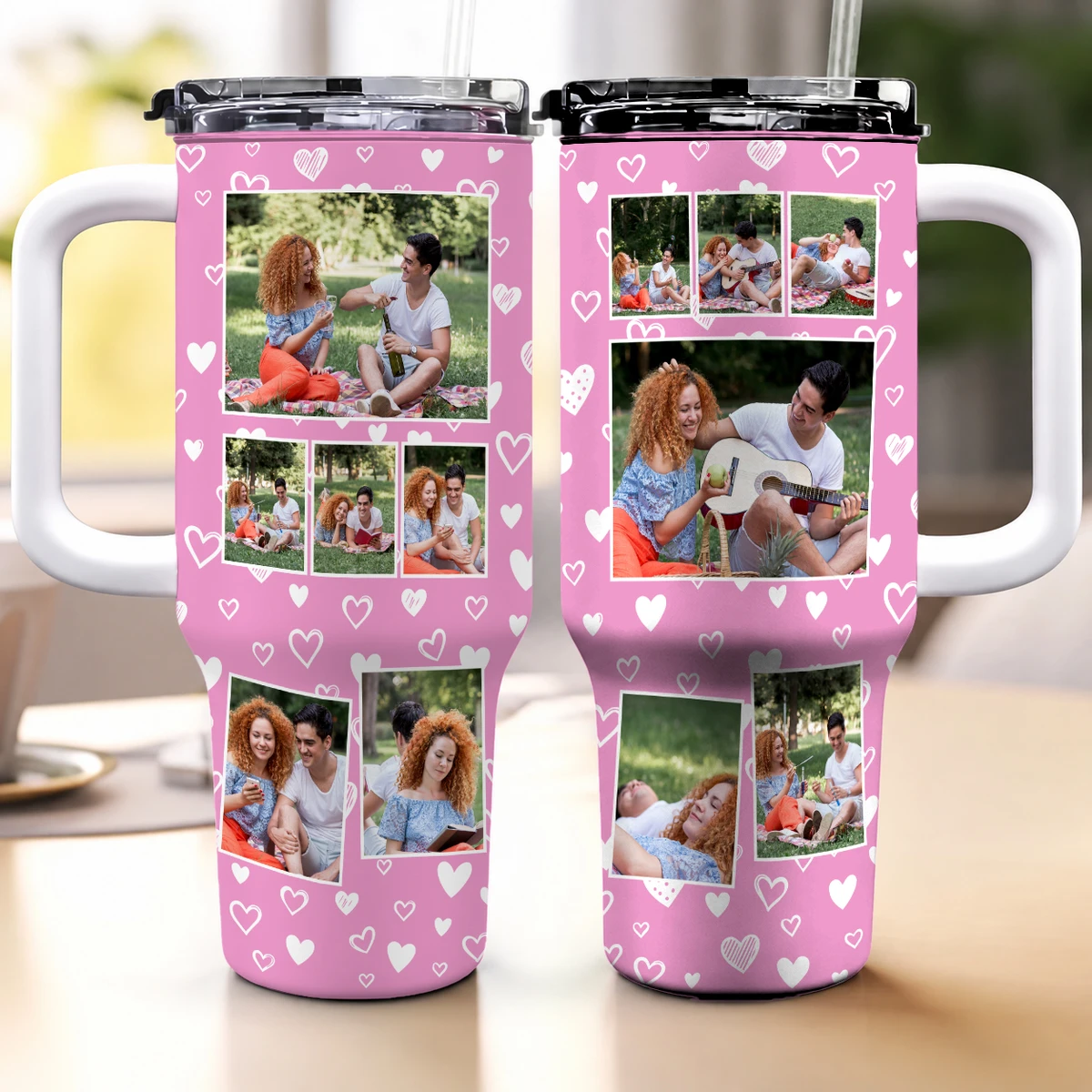 Photo Tumbler 40oz For Couple, Besties - Personalized Photo 40oz Tumbler With Straw
