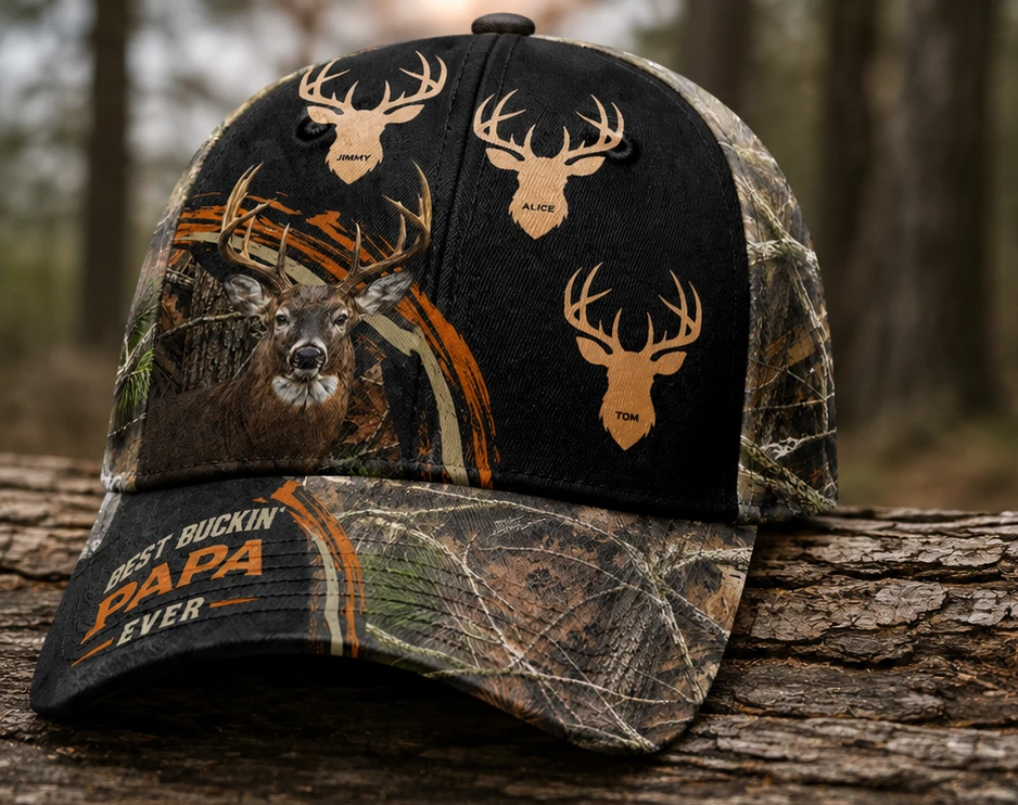 Best Buckin' Papa Ever Custom Dad Grandpa Father - Personalized Classic Cap