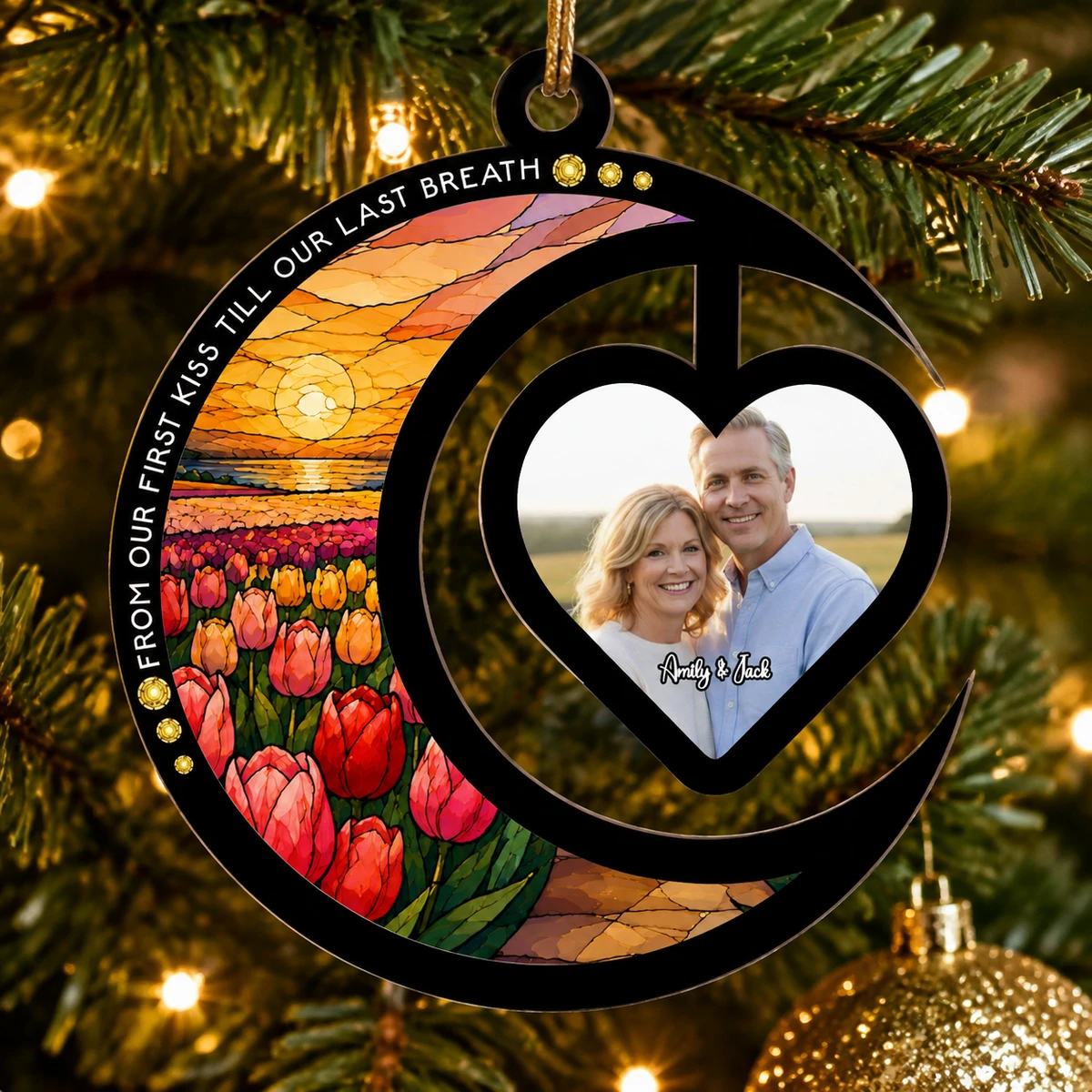 From Our First Kiss Till Our Last Breath - Personalized Photo Suncatcher Ornament
