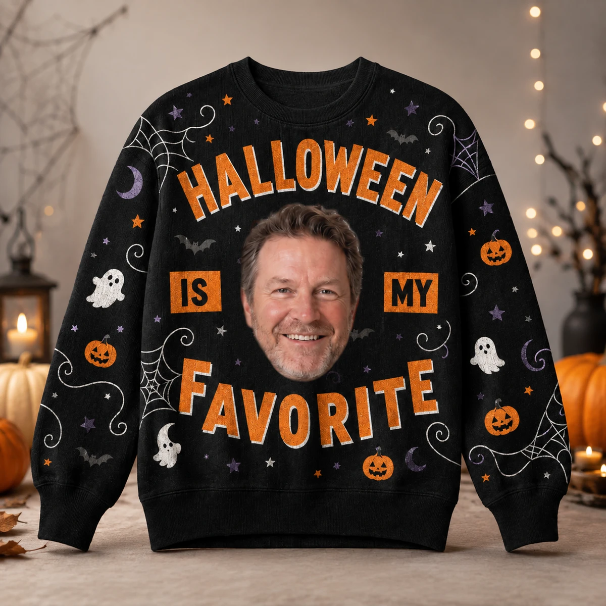 Halloween Is My Favorite Sweatshirt - Personalized Custom Face Halloween Sweatshirt